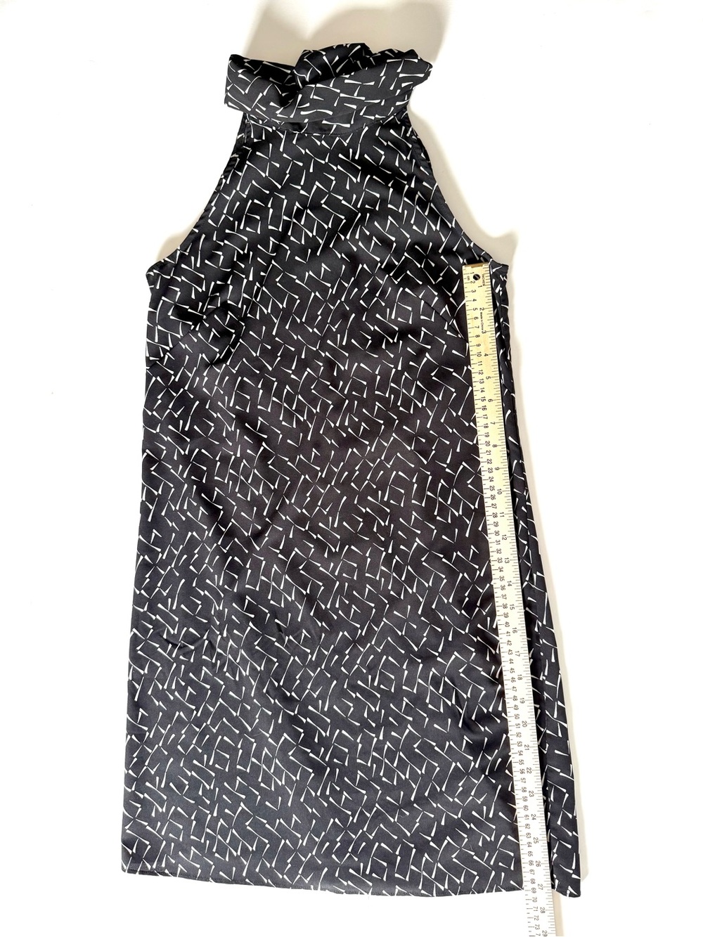 Banana Republic Black White Abstract Geometric Print Tie-Neck Halter Shift Dress - Picture 12 of 12